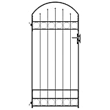 vidaXL Zauntor Gewölbte Spitze Gartentor Metalltor Hoftor Tor Pforte Gartenpforte Gartentür Zauntür Tür Einzeltor Stahl 89x200cm Schwarz