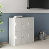 [en.casa] Schließfachschrank Rautavaara Spind mit 6 Schließfächern Umkleideschrank Metallschrank abschließbar Mehrzweckschrank 6-türig 100 x 90 x 40 cm Lichtgrau