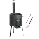BBQ-Toro Kazan Ofen Ø 34 cm | Gulaschkessel mit Schaumlöffel und Schürhaken | Outdoor Ofen mit Rohr, Feuerkessel | Feuer-Ofen, Eintopfofen, Feuerstelle, Kazan-Gestell, Utschak, Dreibein