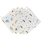 Warmhm 5 Stück Pack Waschlappen aus Hypoallergener Baumwolle Quadratisch Saugfähig und Schnelltrocknend mit Aufhängeschlaufe Hautfreundlich für Neugeborene