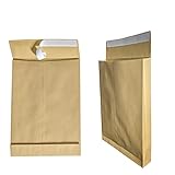 25x mybuy-24 Faltentaschen B4 A4 braun, 250x353mm, 4cm Falte Stehboden, selbstklebend mit Abziehstreifen, 130 g/qm, Faltenversandtaschen Musterbeutel