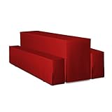 TexDeko® Hussen Bierzeltgarnitur 3-teiliges Set Premium Blickdicht strapazierfähig 2 Bierbankhusse 1 Biertischhusse 220x50cm für Festzeltgarnitur (Rot)