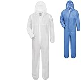 Safetytex SMS Schutzanzug - Einweg Overall - PSA Kat. 3 Typ 5/6 - Partikeldicht & Spritzwassergeschützt - Ideal für Asbest, Sanierung & Industrie - Weiß Gr. XL (1 Stück)