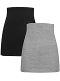 Herzmutter Bauchband-Tube Lang - 2er-Set - Baumwolle - Nierenwärmer-Rückenwärmer-Shirtverlängerung - Umstands-Bauchbänder - 6350 (Schwarz/Grau, M)