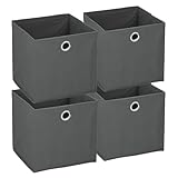 Murago - 4er Set Faltbox ca. 20x20x20 cm Anthrazit Grau - Aufbewahrungsboxen Klappbox faltbar Körbe Einschub Korb Stoff Regalkorb Organizer