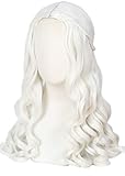 Linfairy Women Girl's White Blonde Long Wavy Perücke Halloween Cosplay Kostüm Königin Perücke Erwachsener