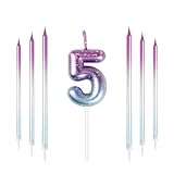 Mciskin Bunte Zahlenkerzen, Kerze für Kuchen, Geburtstagskerzen, Hochzeitsdekorationen, Partykerzen, Geburtstagskerzen für 5 Jahre, Jungen, Mädchen, Tortenaufsatz, Geburtstagskerzen Nummer 5