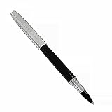 Acely Executive Tintenroller-Design – Silber-Chrom-Diamantmuster, feine Spitzengröße, 10 extra schwarze Tintenpatronen, Reißverschluss-Stiftbox, Kohlefaser-Muster
