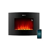Cecotec Dekorativer Elektrischer Kaminofen ReadyWarm 2250 Curved Flames Connected. 22', 2000 W, Steuerung über Wi-Fi, Fernbedienung, Gekrümmte Anzeigetafel aus gehärtetem Glas, 20 m2