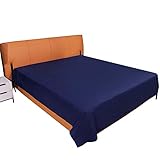 ComfortAce Klassische Bettlaken Haustuch Betttuch 180x260 aus 100% Baumwolle Leintuch Blau