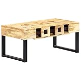 BUKSCYJS Couchtisch kleine Zimmer, Sofatisch, Wohnzimmertisch Couchtisch Kassettenstil 100×52×45 cm Massivholz MangoFür Wohnzimmer, Schlafzimmer, Büro, Eingang, Korridor