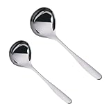 2 Stück Soßenlöffel,SchöPflöffel,Edelstahl Klein Suppenkelle,Saucenlöffel Kleine Soßenkelle,Schöpfkelle aus Spoon,Suppenlöffel 304 Spinnennetz-Schöpflöffel,Edelstahllöffel,Gerade Löffel