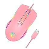 MOLUCKFU Hinterleuchtet Kabelgebundenes Gaming Tagebuch-notizbücher Led-licht USB Verkabelt Computer Geführtes Spielen Schoßtisch Für Laptop Verdrahtet Kabelgebunden Für Gamer Rosa Abs