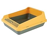 Katzenklo Für Katzen Katzentoilette Mit Offener Oberseite, Stabile, Leicht Zu Reinigende Katzentoilette Mit Hohen Seitenwänden Haustierbedarf Katze(Grün,L)