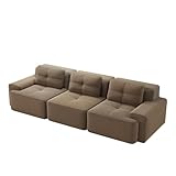 HAINEW Moderner Modulares Couch Sofa aus Cord mit Geschwungenen Armlehnen und Kissen, DIY Kombinieren, Ohne Montage, Compressed Boneless Sofa, L/U Form 2-4 Sitzer Ecksofa (Braun, 3 Seat)