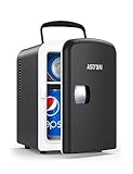 AstroAI Mini Kühlschrank 4 Liter, Kleiner Kühlschränk für Kosmetik und Getränke, Mini-Kühlschränke mit 220V AC/12V DC für Autos, Büros, Wohnheim, Reisen, Schwarz
