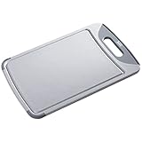 Silit Schneidebrett groß 45 x 30 cm, rechteckig, Schneidebrett Kunststoff groß, Tranchierbrett mit Saftrillen, praktischer Griff, Küchenbrett spülmaschinengeeignet, klingenschonend