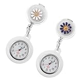 OUNONA 2 Stück Clip Taschenuhr mit Blumenmuster Praktische Krankenschwesteruhr für Medizinisches Personal Portable Analoge Pflegeuhr Langlebig und Ablesbar Geeignet für Zufällige Farbe