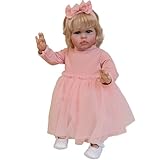 YIHANGG 60cm Reborn Babypuppen wie Echt 24 Zoll Reborn Baby Mädchen mit Augen Auf Reborn Puppen Lebensecht Blond Geburtstag Weihnachten Geschenk