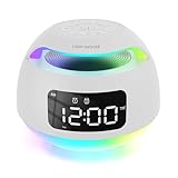 Joselin Tragbarer LED-Radiowecker, RGB-Radioempfänger mit Buntem Licht, Kabelloser Bluetooth-Lautsprecher mit Doppelwecker und Schlummerfunktion, A