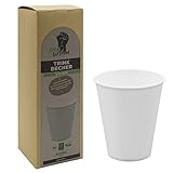 Ökolution Pappbecher weiß 25 Stück, ca. 250 ml Inhalt, für kalte und heiße Getränke, NEU: ohne Beschichtung aus Kunststoff oder Bio-Kunststoff, stabil, aus nachhaltigem FSC-Karton