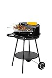 Tarrington House Holzkohlegrill Deluxe, Stahl, Tragbarer, rund, hohenverstellbarer Grillrost Ø 48 cm, mit Rädern, schwarz
