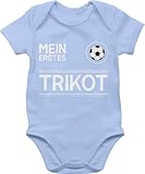 Baby Body Junge Mädchen - 2026 Fussball WM Fanartikel - Mein erstes Trikot - weiß - 3/6 Monate - Babyblau - strampler europameisterschaft bodys em 2024 fußball babysachen fußballer fu ball