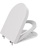 ANYCEE Toilettendeckel mit Absenkautomatik, WC Sitz aus Duroplast, Klodeckel mit Antibakterielle, Toilettensitz D-Form, WC Deckel mit Quick-Release-Funktion, Toilettenbrille universal, Klobrille Weiß