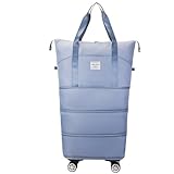 Faltbare Reisetasche, Erweiterbare Reisetasche mit Rollen, wasserdichte Sporttasche, Turntasche mit Rollen, Tragetasche für Männer und Frauen, Ohne Teleskopgriff