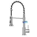 Exrenlly Küchenarmatur, Ausziehbare Commercial Spring Spültischarmatur, Einhebel Hochbogen Wasserhahn Küche​ aus Edelstahl mit 360° Schwenkfunktion und 2 Sprühmodi, Chrom Poliert