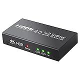 PRIZOM -Kompatibler 2.0 Splitter 2 Wege 4K@60Hz YUV 4:4:4 und HDR Smart Splitter Kasten 1 in 2 Out -Kompatibler VerstäRker