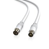 conecto Antennenkabel SAT Kabel Koaxialkabel Satelitenkabel TV 3,00m doppelt geschirmt, IEC-Stecker auf IEC-Buchse, für HDTV, Receiver, Satelit, DAB, Radio, weiß