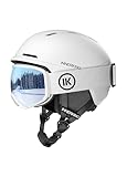 InnerKing Skihelm-Set mit Skibrille, PC-Schale & stoßabsorbierendes EPS, 10 Belüftungen, verstellbar & bequem, für Erwachsene, Ski & Snowboard (Weiß, M(55-59cm/21.6''-23.2''))