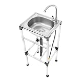 Waschbecken Küche 42 x 37 x 83cm Freistehende Spüle Edelstahl Ausgussbecken mit Armatur Große Kapazität Rechteckig Gewerbespüle Outdoor Camping Spültisch für Hotels, Restaurants, Kantinen, Wohnwagen