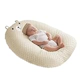 iuscacey Baby-Lounger-Kissen - 15° Winkel Neugeborenen-Fütterungsstützkissen mit weicher Gepunkteter Oberfläche, Anti-Spuck-Kissen, waschbarer Bezug,Beige