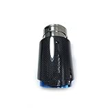 Auspuffrohr 1Pcs Schalldämpfer Rohr Einzel Auto Auspuff Spitze Blau Rohr Glänzend Plain Carbon Für Benz Für CX-4 E71 E46 E60 E90 Auspuffblende(IN 67MM-Out 76MM)
