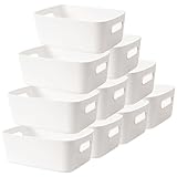 LYLIDIA 10 Stück Aufbewahrungsbox Kunststoff 30 cm Aufbewahrungskorb Groß Weiß Korb Aufbewahrung Plastikbox Körbe Kunststoffbox für Badezimmer Küchenschrank Regal Organizer Boxen