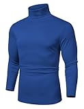 Herren T-Shirts Tall Slim Langarm Rollkragenpullover Strickpullover Leichter Rollkragenpullover Slim Fit Basic Tops (Königsblau, 3XL)