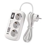Steckdosenleiste mit Überspannungsschutz, 1,5m Verlängerungskabel, 3 Steckdosen, 2,4A USB-Anschlüsse, USB-C Ports, Weiß