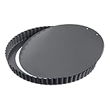 Kaiser La Forme Plus Tarteform mit Hebeboden 28 cm, Quicheform antihaftbeschichtet, herausdrückbarer Emailleboden, schnittfest, servierfertig
