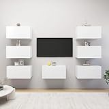 Qnhdfrt TV-Schrank Set 7-teilig Weiß 30,5x30x60 cm Holzwerkstoff mit 2 Fächern Modernes Design Robuste Wandmontage für Wohnzimmer Flur Schlafzimmer