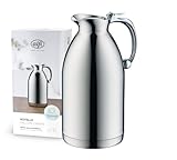alfi HOTELLO 1,5l, Isolierkanne aus doppelwandigem Edelstahl, hält 4 Stunden warm, 6 Stunden kalt, locker aufliegender Deckel, mit einer Hand ausgießen, plastikfrei, spülmaschinenfest, für Gastronomie
