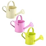 MERRYHAPY 3 Stück Dekorative Kleiner Gießkannen aus Kunststoff mit Griff Poröser Sprühkopf Bonbonfarbene Kindergießkannen für Drinnen und Draußen Pflanzengießkannen
