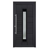 HORI Haustür Kunststoff, aluminium, Komplettset konfigurieren, Hauseingangstür Modern I Farbe: anthrazit (innen weiß) I DIN links I Modell: Stripe I 198 x 98 cm