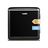 Comfee' RCD50BL2EURT(E) kleiner Kühlschrank, 47 Liter, Retro-Design, Mini-Kühlschrank, Tisch, einstellbarer Thermostat, leise, geeignet für Zuhause, Büro und Hotel, Schwarz [Energieklasse E]