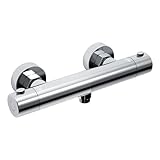 JOHO Thermostatbatterie Duscharmatur mit Thermostat, Dusche Thermostatarmatur Mischbatterie mit 38 °C Sicherheitstaste, Duscharmatur Chrom Rund