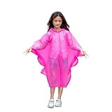 flintronic 1PCS Regenponcho Kinder, Eva Atmungsaktiv Regenschutz Regenmantel Kinder, Regencape mit Kapuze und Ärmeln, Wiederverwendbar, für Mädchen Jungen, Rosa