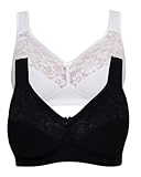 SUSA Baumwoll BH Damen 2er Pack - Basic 27931 - Größe B-E - Bügelloser BH mit Unterbrustband - 3-Geteilte Cups & verstellbare, gepolsterte Träger - Bequemer BH ohne Bügel mit Stützfunktion