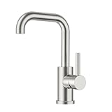 FORIOUS Wasserhahn Bad Hoch 360° Drehbar, Edelstahl Waschtischarmatur Hoch mit Warm/Kaltwasser Mischbatterie Einfache Montage für Badezimmer/küche Waschbecken Kleine Wohnmobil