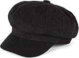 styleBREAKER Damen Ballonmütze aus weichem Stoff, Schirmmütze Vintage Style, Bakerboy Schiebermütze, Newsboy Cap 04023086, Farbe:Schwarz